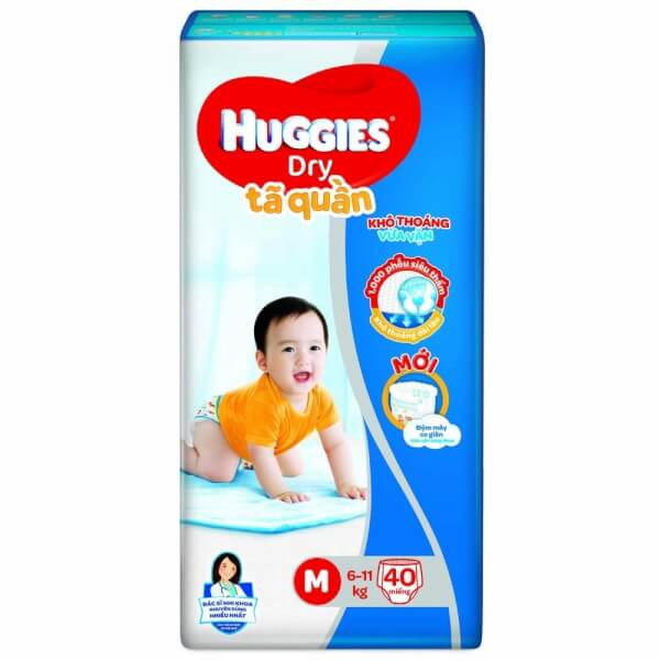 Tã quần Huggies Dry Pants M, 6-11kg, 40 miếng