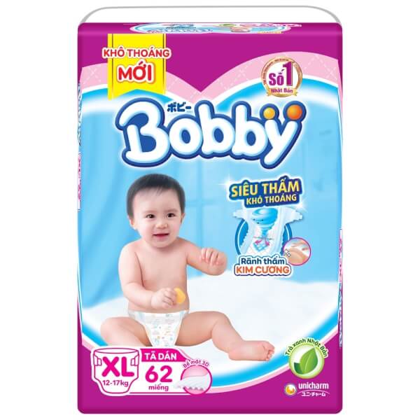 Combo 2 gói Bỉm tã dán Bobby siêu thấm size XL 62 miếng (12-17kg)