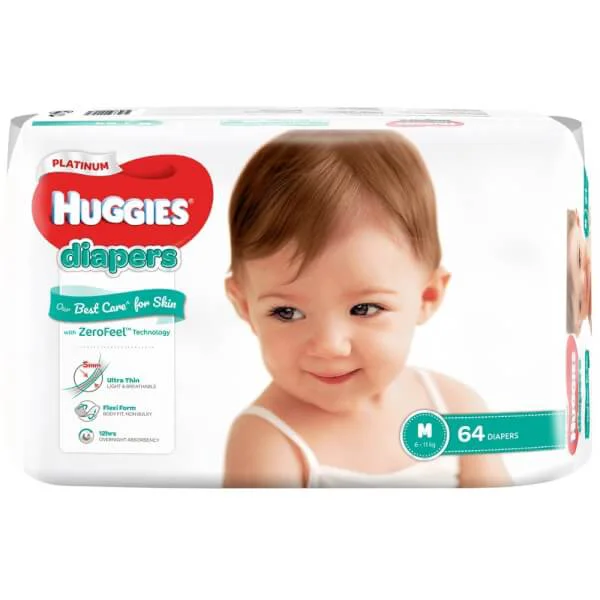 Bỉm tã dán Huggies Platinum size M 64 miếng (6-11kg)