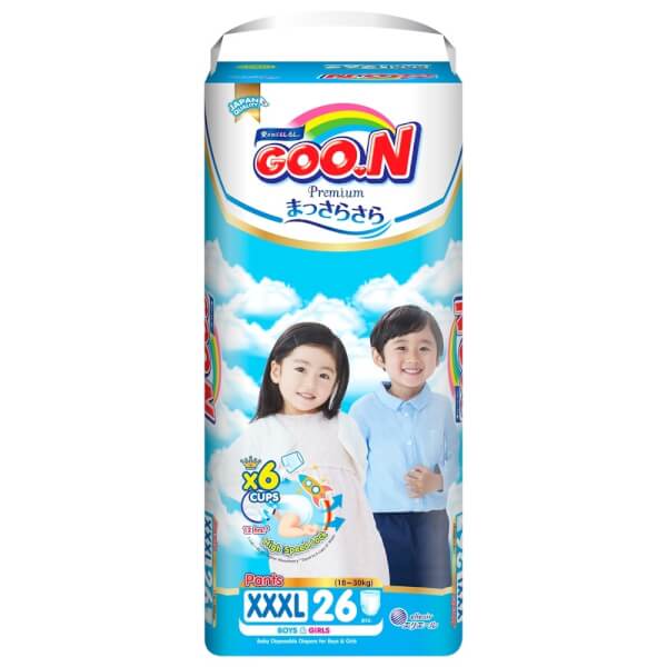 Combo 4 gói Bỉm tã quần Goon Premium size XXXL 26 miếng (18-30kg)