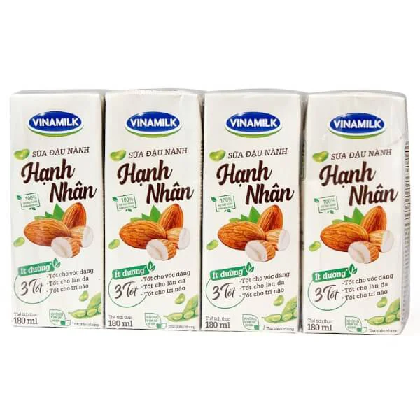 Sữa Đậu Nành Hạnh nhân Vinamilk 180ml - Lốc 4 hộp