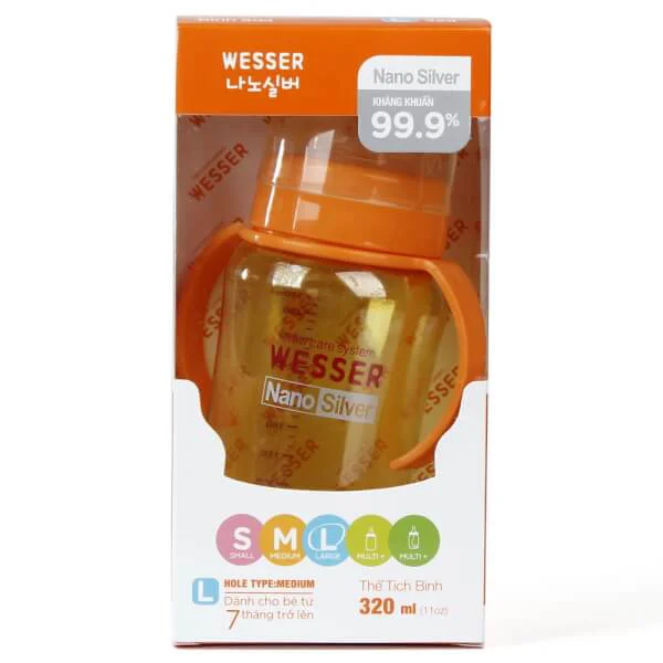 Combo 2 Bình sữa Wesser cổ rộng 320ml