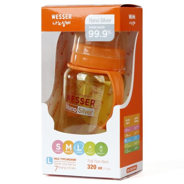 Combo 2 Bình sữa Wesser cổ rộng 320ml