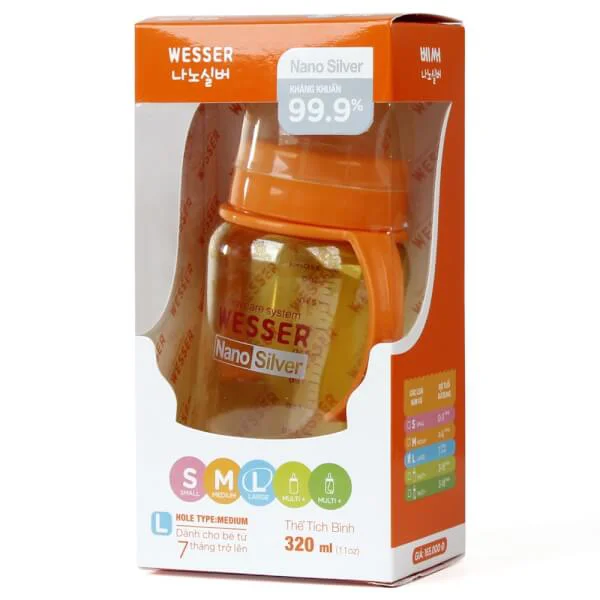 Combo 2 Bình sữa Wesser cổ rộng 320ml