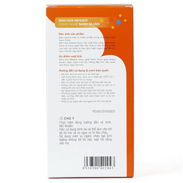Combo 2 Bình sữa Wesser cổ rộng 320ml