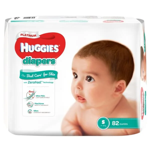Combo 5 Bỉm tã dán Huggies Platinum size S 82 miếng (4-8kg)
