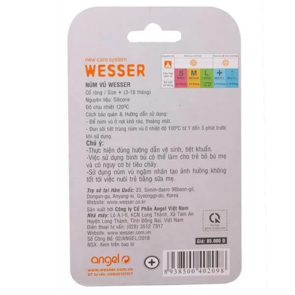Vĩ 2 núm ty Wesser cổ rộng size +