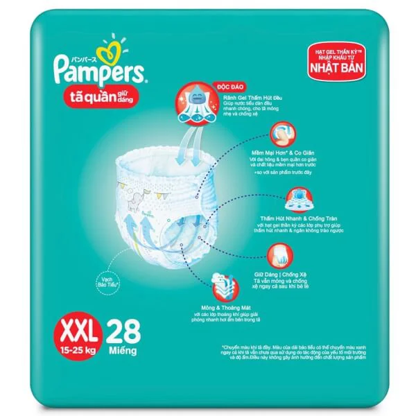 Tã quần Pampers tiết kiệm new (XXL, 15-25 kg, 28 miếng)