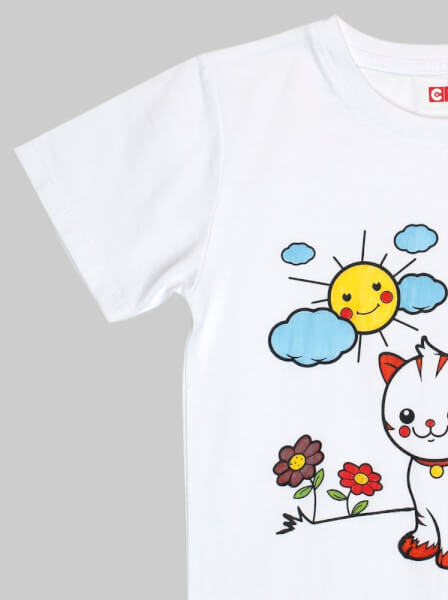 Áo thun tô màu cho bé tay ngắn CF G058007 Trắng