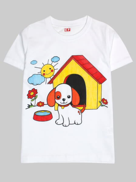Áo thun tô màu cho bé tay ngắn CF G058006 Trắng