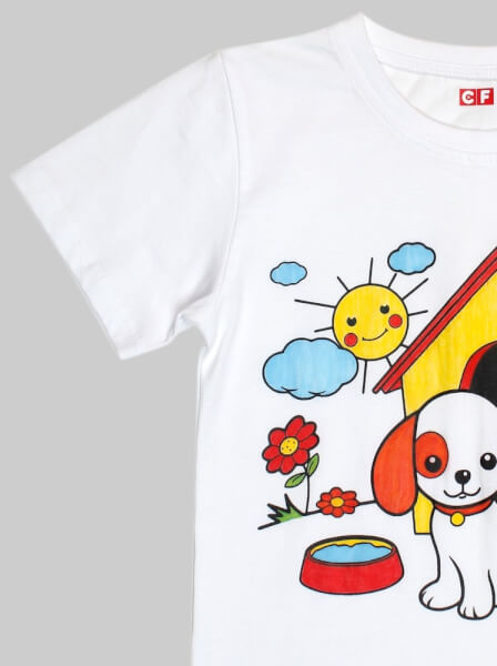 Áo thun tô màu cho bé tay ngắn CF G058006 Trắng