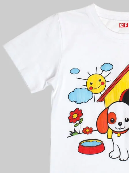 Áo thun tô màu cho bé tay ngắn CF G058006 Trắng