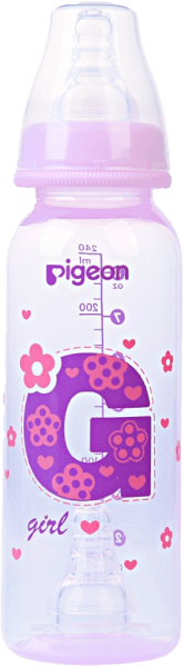 Bình sữa Pigeon nhựa PP BPA Free cổ hẹp bé gái 240ml