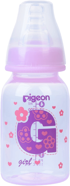 Bình sữa Pigeon nhựa PP BPA Free cổ hẹp bé gái 120ml