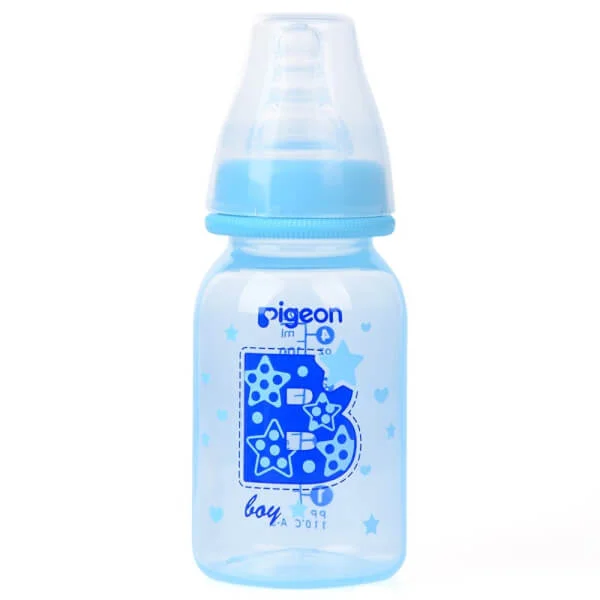 Bình sữa Pigeon nhựa PP cao cấp bé trai Xanh, 120ml