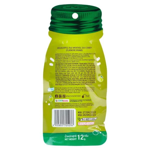 Kẹo the vị táo xanh Playmore gói Zip 12g