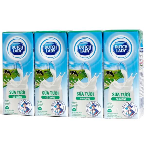 Combo 2 thùng Sữa tươi tiệt trùng có đường Dutch Lady 180ml - Lốc 4 hộp - 12 lốc/thùng