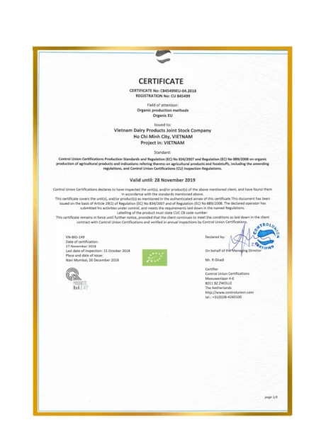 Combo 2 lon Sữa Vinamilk Organic Gold 2 800g (6-12 tháng)