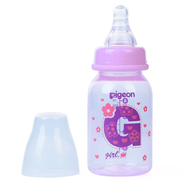 Combo 2 Bình sữa Pigeon nhựa PP BPA Free cổ hẹp bé gái 120ml