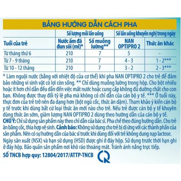 Sữa Nan Optipro 2 800g (6-12 tháng)