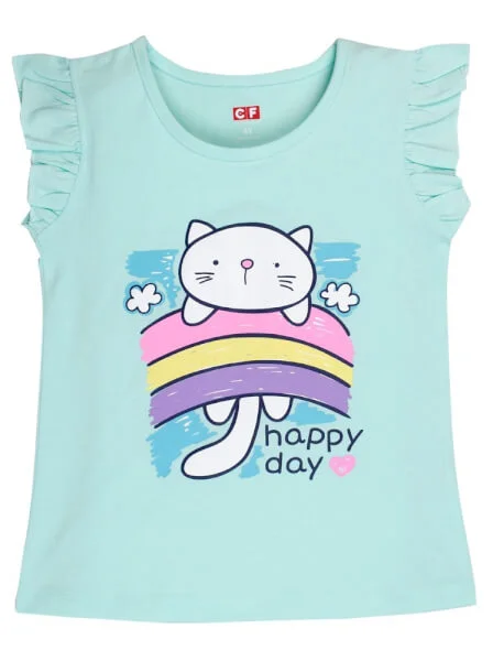 Áo thun bé gái tay ngắn CF G099012 Xanh