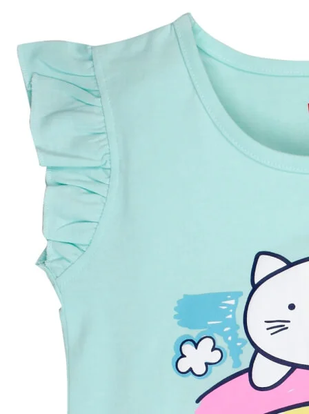 Áo thun bé gái tay ngắn CF G099012 Xanh