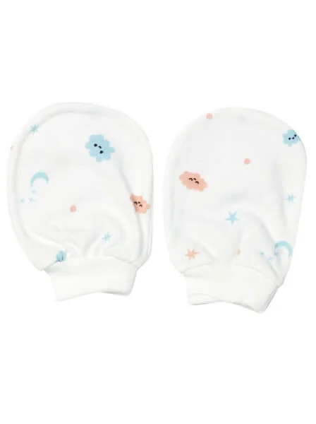 Bộ bao tay chân sơ sinh bo CF Trắng