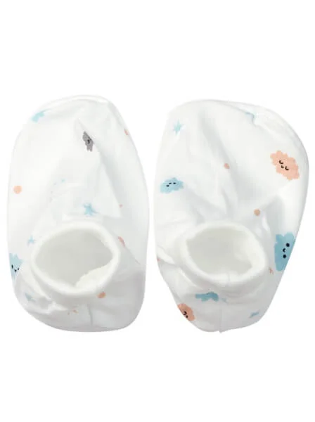 Bộ bao tay chân sơ sinh bo CF Trắng