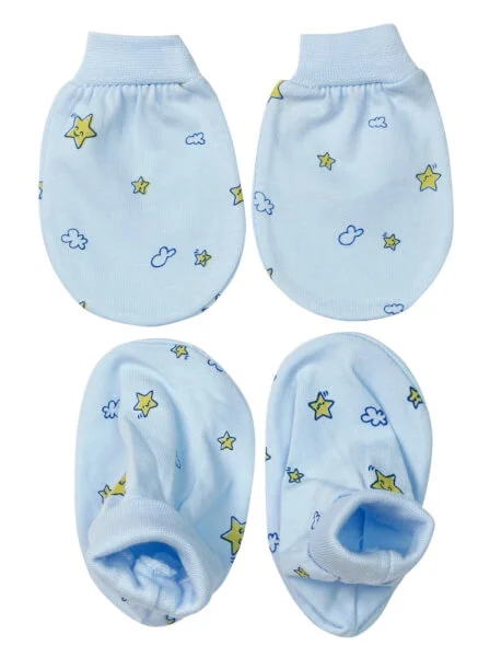 Bộ bao tay chân sơ sinh bo CF Xanh