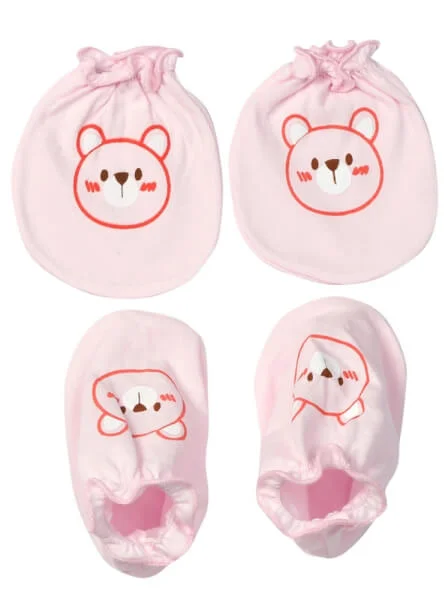 Bộ bao tay chân sơ sinh thun CF Hồng