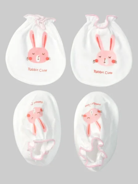 Bộ bao tay chân sơ sinh thun CF Hồng