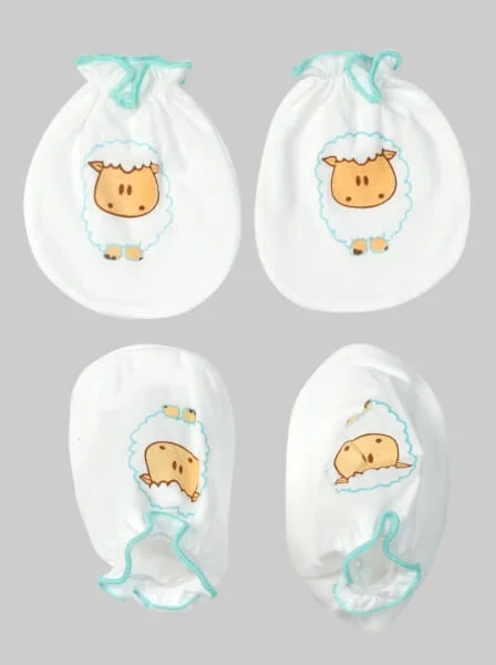 Bộ nón bao tay chân sơ sinh thun CF Xanh Ngọc