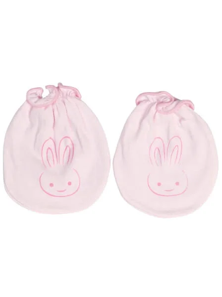 Bao tay sơ sinh thun in hoạ tiết 2 đôi CF Hồng