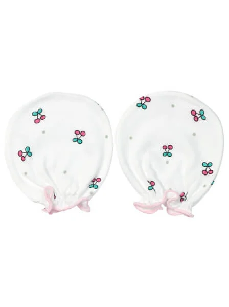 Bao tay sơ sinh thun in hoạ tiết 2 đôi CF Hồng