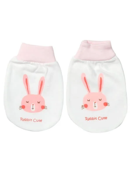 Bao tay sơ sinh bo in hoạ tiết 2 đôi CF Hồng