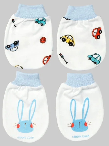 Bao tay sơ sinh bo in hoạ tiết 2 đôi CF Xanh