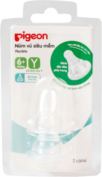 Núm ty thay bình sữa Pigeon cổ hẹp 2 cái (6M+, Y cut)