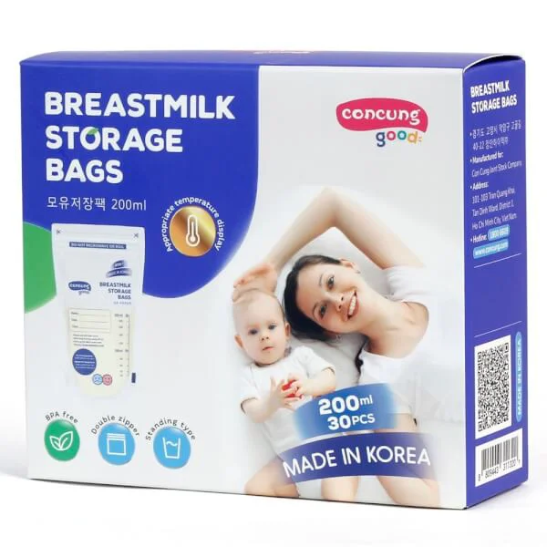 Túi trữ sữa cảm ứng nhiệt ConCung Good 200ml (30 túi/hộp)