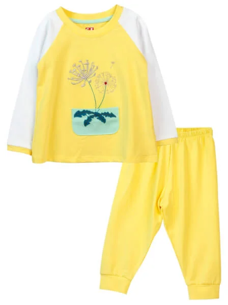 Bộ thun bé gái dài CF G019004 (2Y,Vàng)