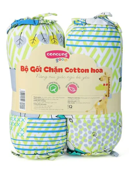 Bộ gối chặn cotton ConCung Good màu xanh