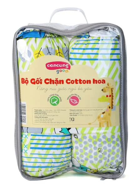 Bộ gối chặn cotton ConCung Good màu xanh