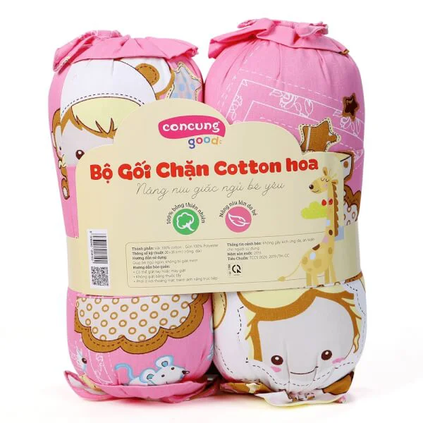 Bộ gối chặn cotton ConCung Good màu hồng
