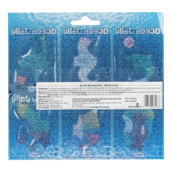 Vỉ Kẹo dẻo đại dương Vidal - Vidal Ocean jelly 66g