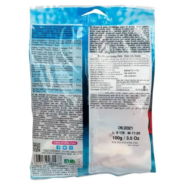 Kẹo dẻo con cá mập Vidal - Vidal Jelly Sharks 100g