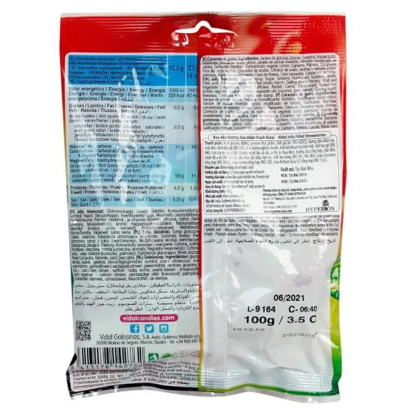 Kẹo dẻo hương dâu nhân thạch Vidal - Vidal Jelly Filled Strawberries 100g