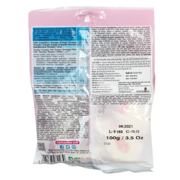 Kẹo dẻo hương dâu và kem nhân thạch Vidal - Vidal Jelly Filled Strawberries with Cream 100g