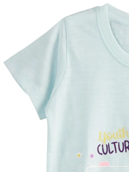 Áo thun bé gái tay ngắn CF G119003 Xanh