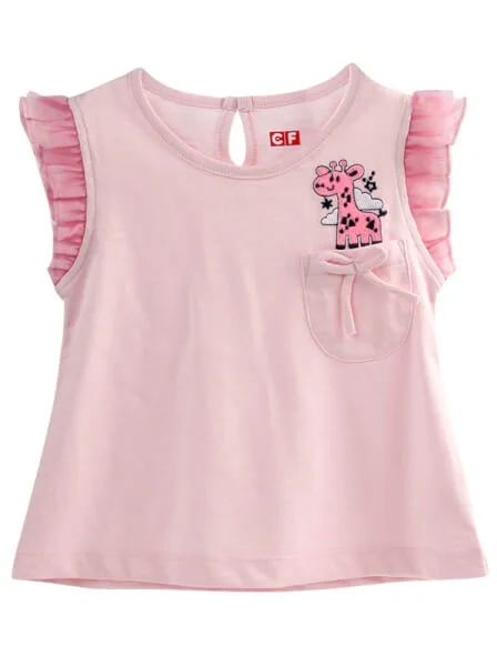 Áo thun bé gái sát nách CF G119002 (9M,Hồng)
