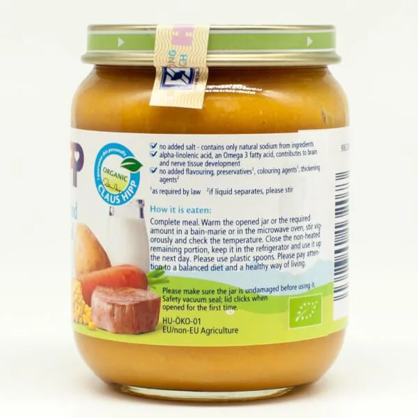 Dinh dưỡng đóng lọ HiPP Organic - Thịt bê, khoai tây, rau tổng hợp 125g