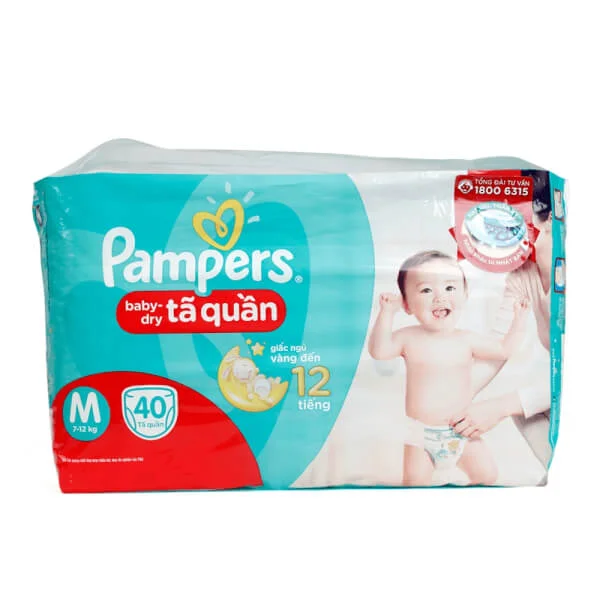 Tã quần Pampers tiết kiệm new M, 7-12kg, 40 miếng